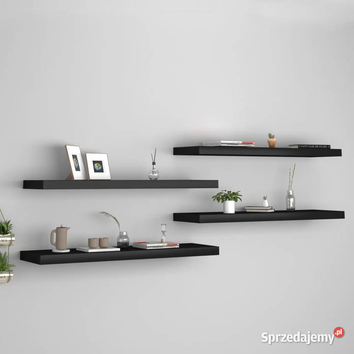 Półki ścienne 4 czarne 90x235x38 MDF WM323840 Warszawa