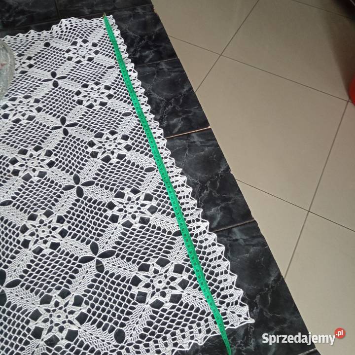 Bieżnik z bawełny ręcznie robiony biały Bytom