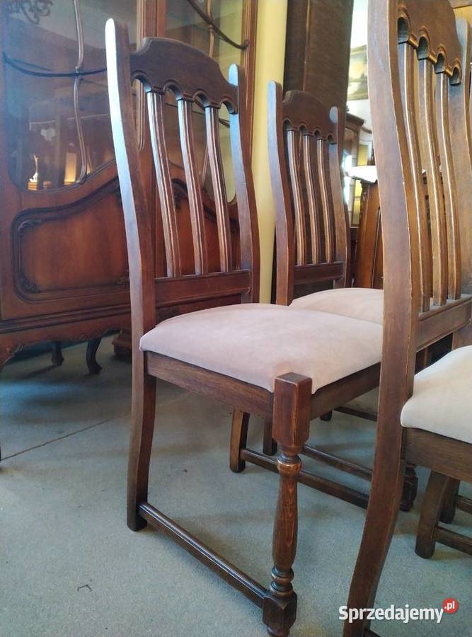 Stylowe krzesła dębowe komplet 6 sztuk