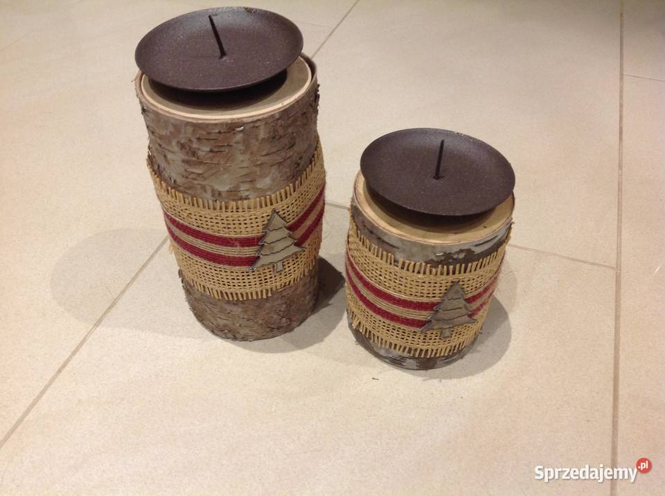 Świeczniki z drzewa 2 nowe Nowa Sól sprzedam