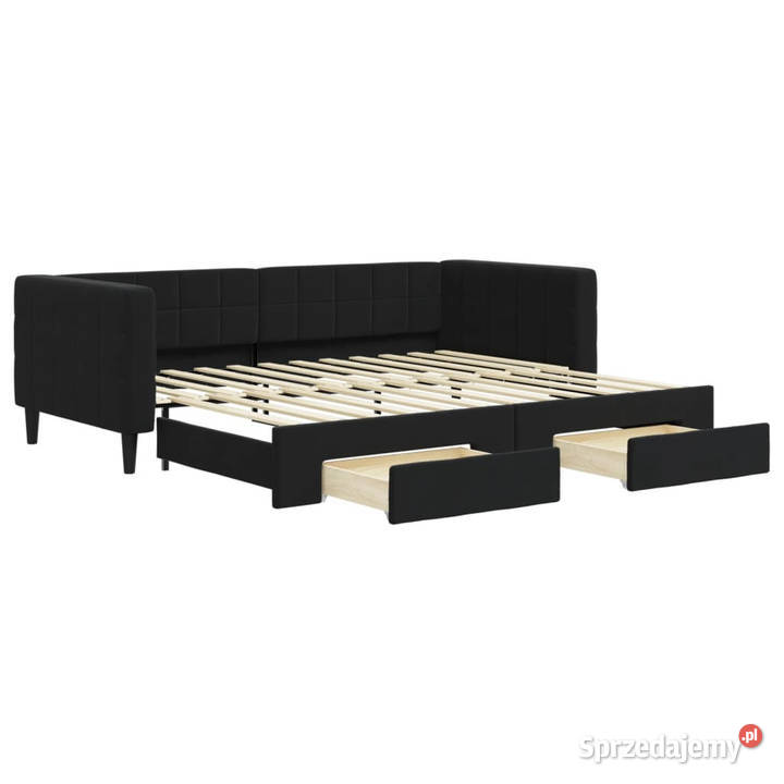 Sofa rozsuwana z szufladami czarna aksamit mazowieckie Warszawa