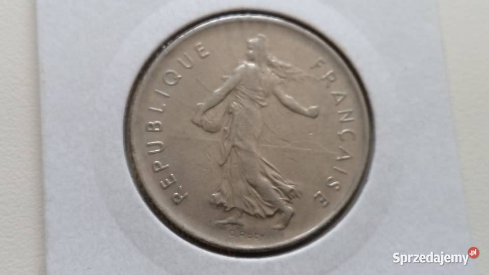 Moneta 5 franków 1971 r Numizmatyka wielkopolskie Mosina