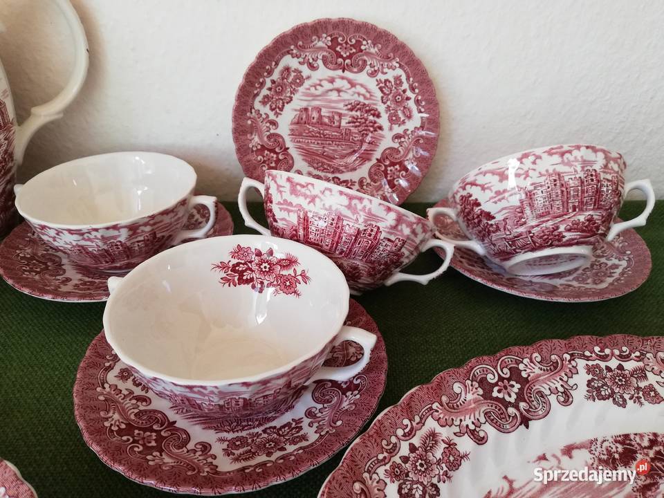 Porcelana angielska dzbanek talerze bulionówki
