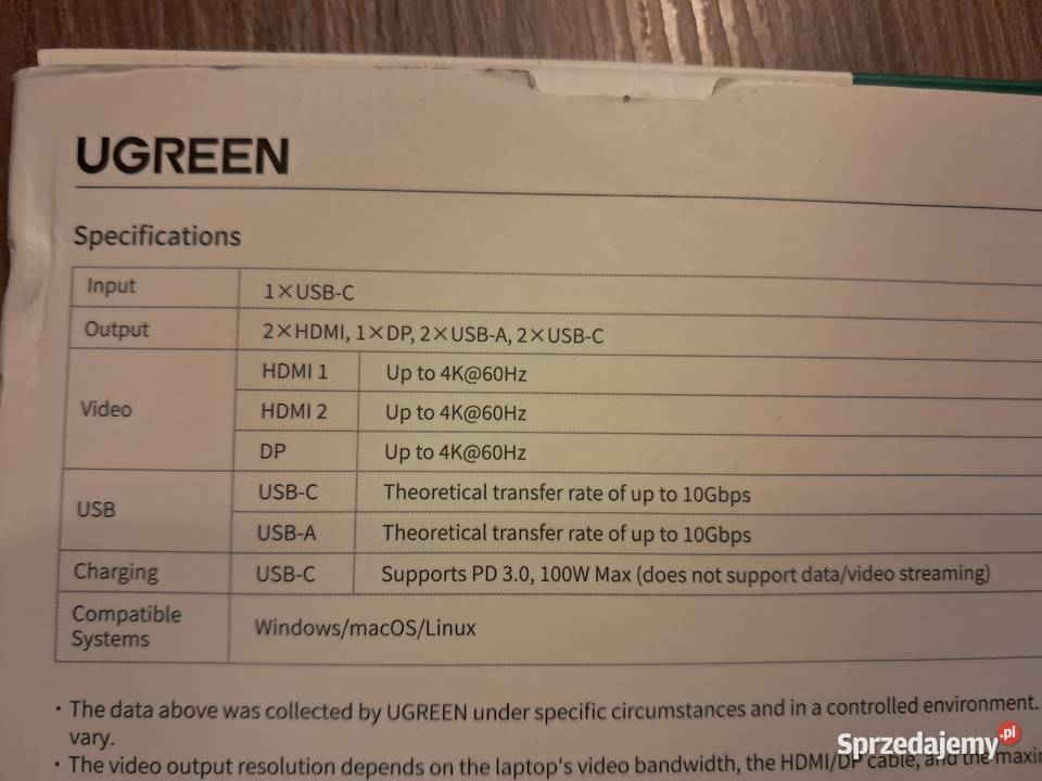 nowa stacja dokująca 8w1 ugreen brak paragonu Sandomierz