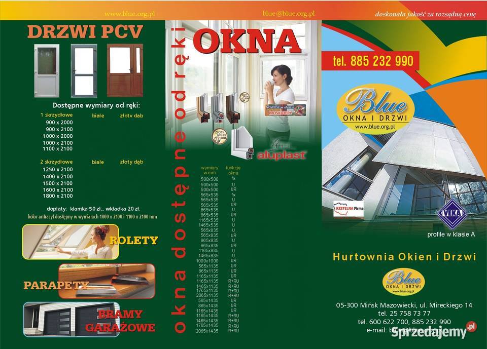 Drzwi zewnętrzne PCV sklepowe 150x210 mazowieckie Mińsk Mazowiecki