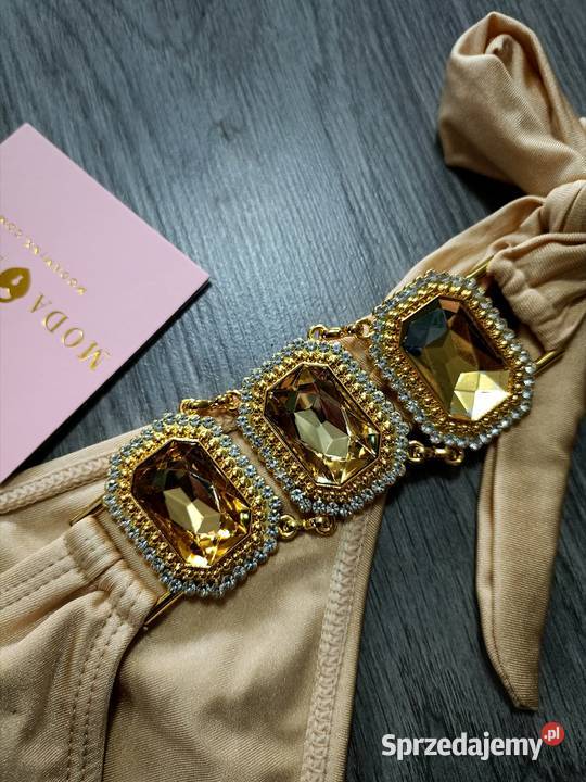 Bikini strój kąpielowy dół majtki cyrkonie dwuczęściowe Kłodzko