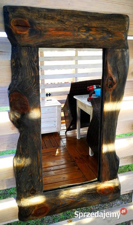 Lustro drewniane vintage rustykalny loft Radków