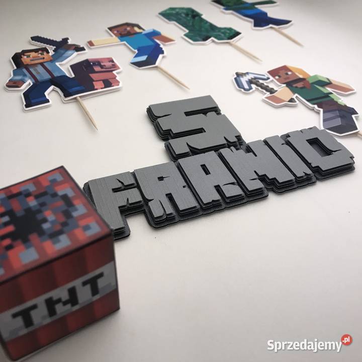 Minecraft topper dekoracja na tort imię postacie