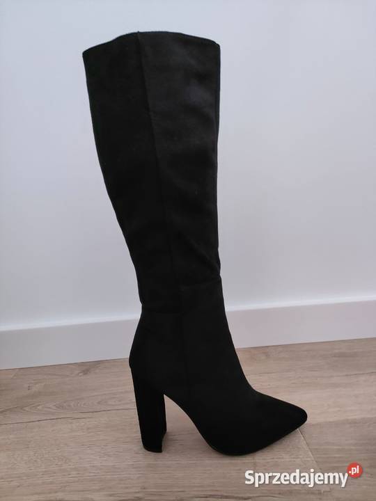 Kozaki damskie zamszowe na słupku w kolorze Warszawa