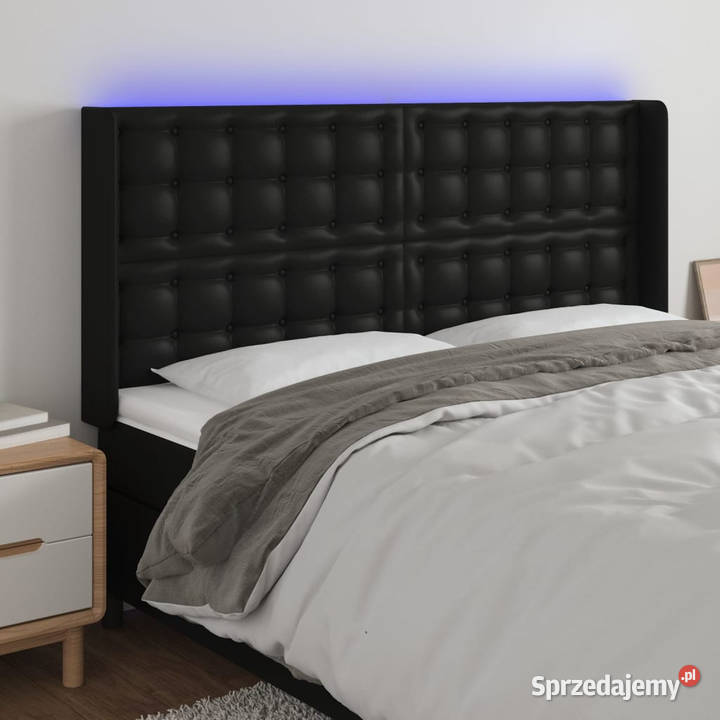 Zagłówek do łóżka z LED czarny 183x16x118128 mazowieckie Warszawa