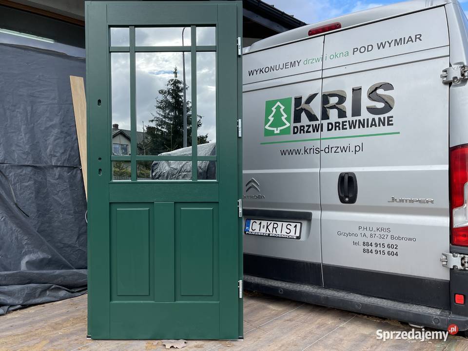 Drzwi drewniane zewnętrzne nietypowe 99x225 sprzedam
