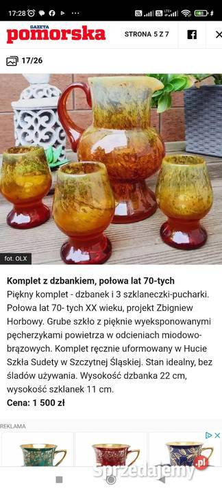 PROJ Z HORBOWY Komplet z dzbankiem połowa lat Porcelana i szkło Pabianice sprzedam