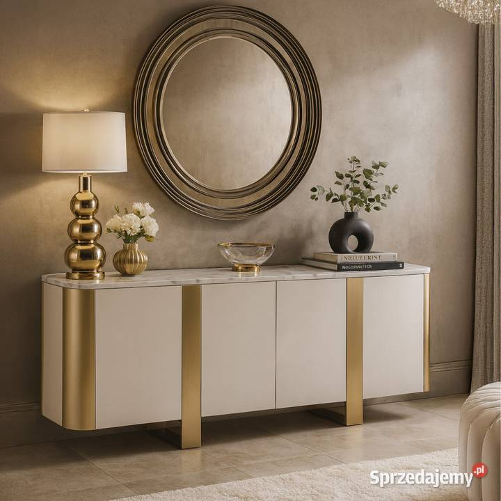 Komoda biała złamana biel na złotych nogach małopolskie Golkowice sprzedam