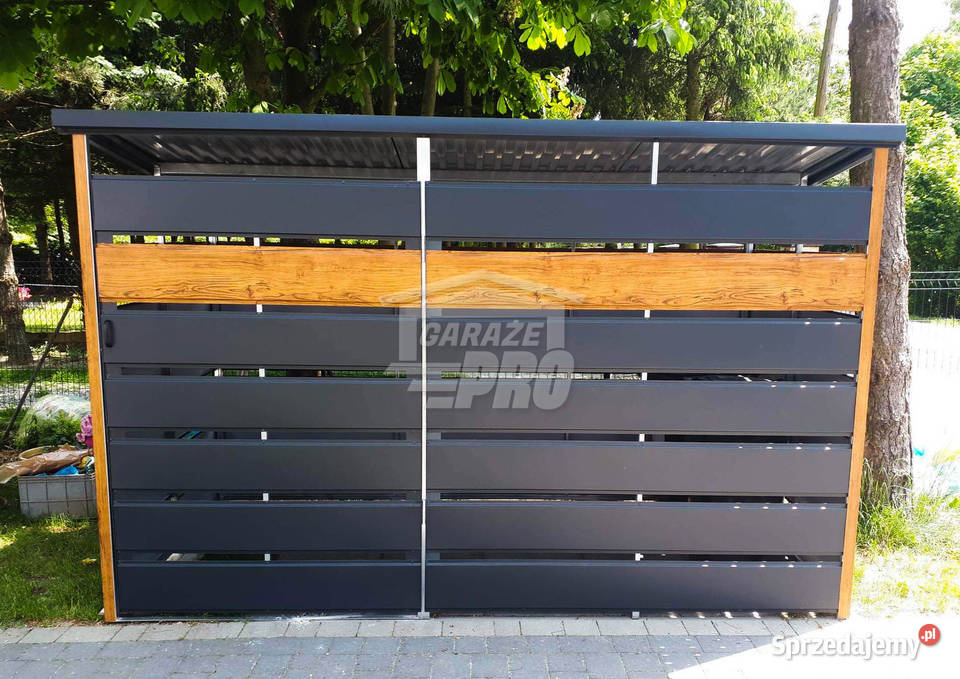 Wiata śmietnikowa 2x15 antracyt drewnopodobny Wrocław