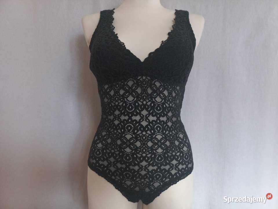 Body czarne Bluzka r 3638 ażur NOWE bez rękawa Body i gorsety Białystok sprzedam
