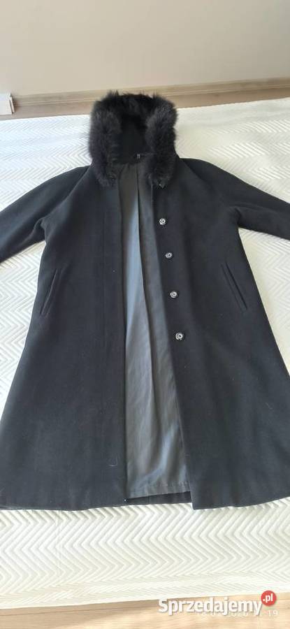 Elegancki czarny płaszcz damski z wełną i Kraków
