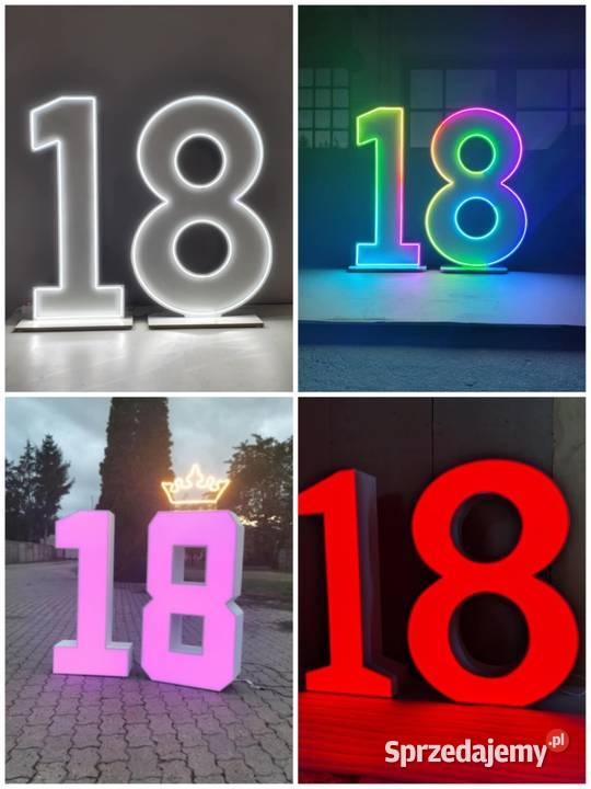 Cyfry neonowe LED podświetlane 123456780 Rawicz sprzedam
