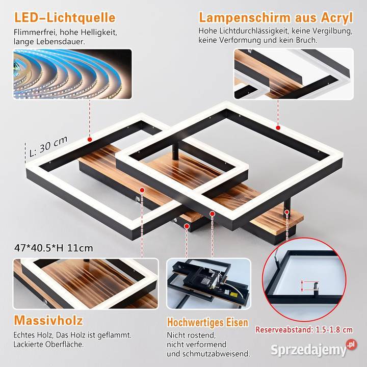 SEATAIN drewniana Lampa sufitowa LED 40W Bytom