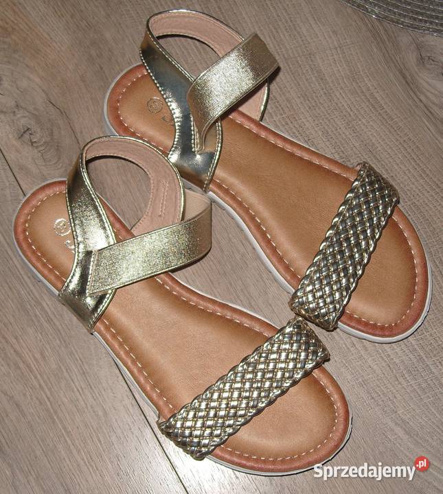 SDS NOWE sandałki złoty pleciony pasek r 3723 23cm wielkopolskie Rawicz