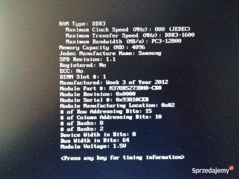 Samsung DDR3 4GB 1600MHz PC3 12800U DIMM używana Pojemność 4GB Bydgoszcz