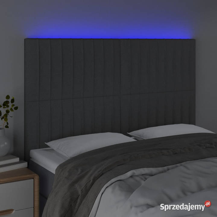 Zagłówek do łóżka z LED ciemnoszary 144x5x118128 Warszawa