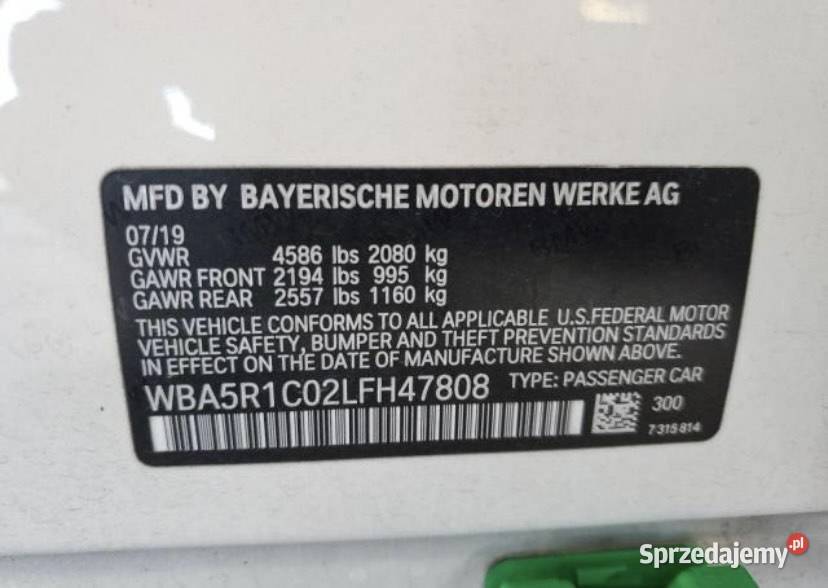 BMW 330i G20 2020 USA Tarnowo Podgórne