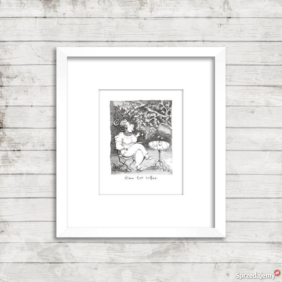 Ilustracja Paniusia z kawą Czas na kawę Sztuka współczesna Bydgoszcz sprzedam