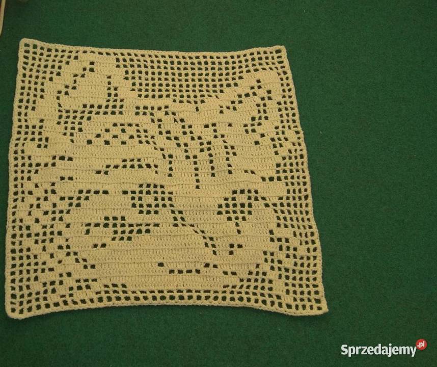 Ozdoba szydełkowa Kot ok58 x 52 Wystrój okien zachodniopomorskie Chojna