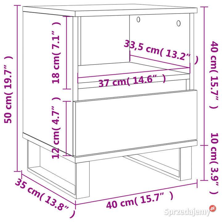 Szafka nocna biała 40x35x50 materiał Warszawa