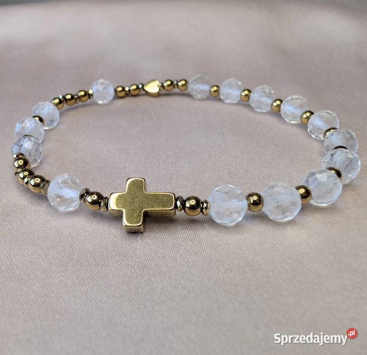 Bransoletka różaniec kamienie kryształ górski Toruń
