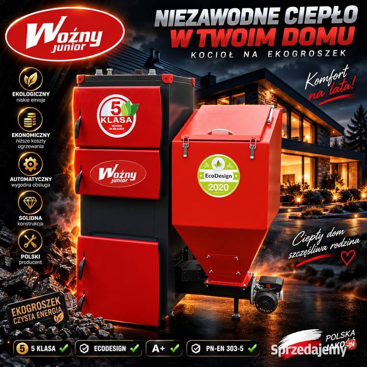 Kocioł piec co 20kw do 180m2 na groszek 5 klasa