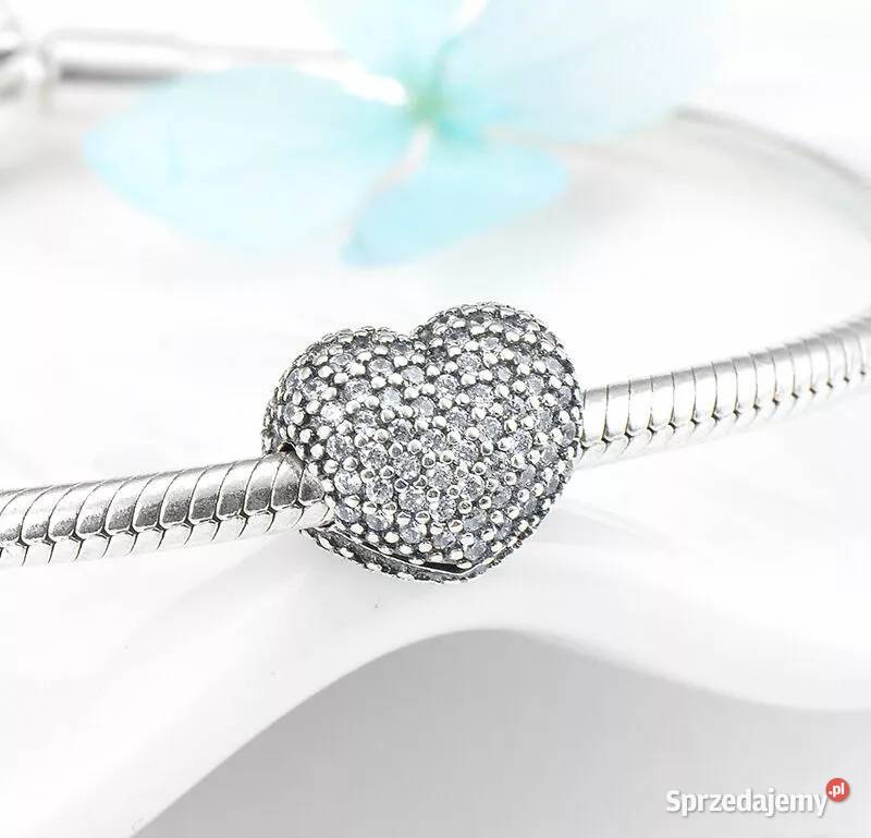 Pandora Charm koralik zawieszka klips serce pave Charmsy i beadsy Warszawa sprzedam