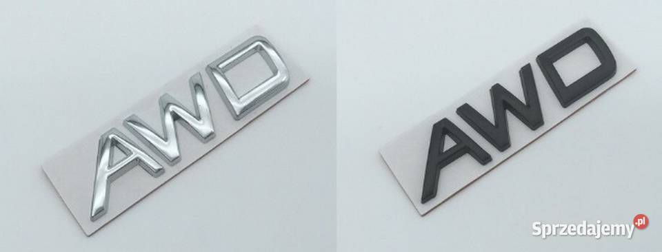 NOWY klejany znaczek AWD emblemat srebrny czarny