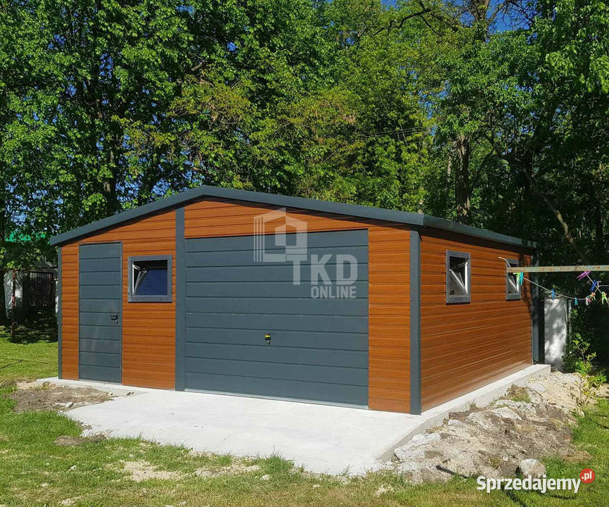 Garaż Blaszany 6x5 Brama uchylna jasny orzech 3x wielkopolskie Gniezno