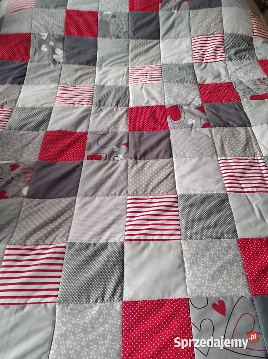 Narzuta patchwork 180205 Szaroczerwona Olsztyn