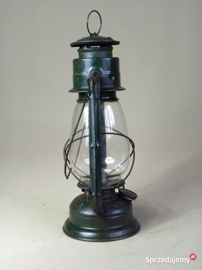Polska duża lampa naftowa Jupiter 2 zieleń Legnica
