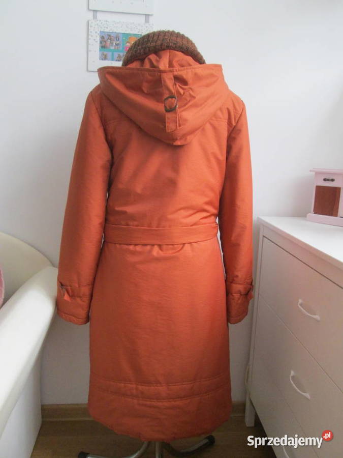 Długa Kurtka Damska Płaszcz 2W1 Odpinana M pomarańczowy Bogatynia sprzedam