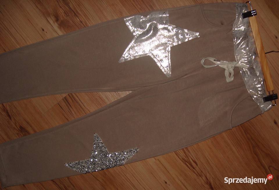 Legginso Spodnie gwiazdy Cekiny dodatek złota r szary/srebrny wielkopolskie