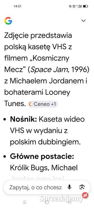 Kaseta VHS Kosmiczny mecz filmowa Koszalin