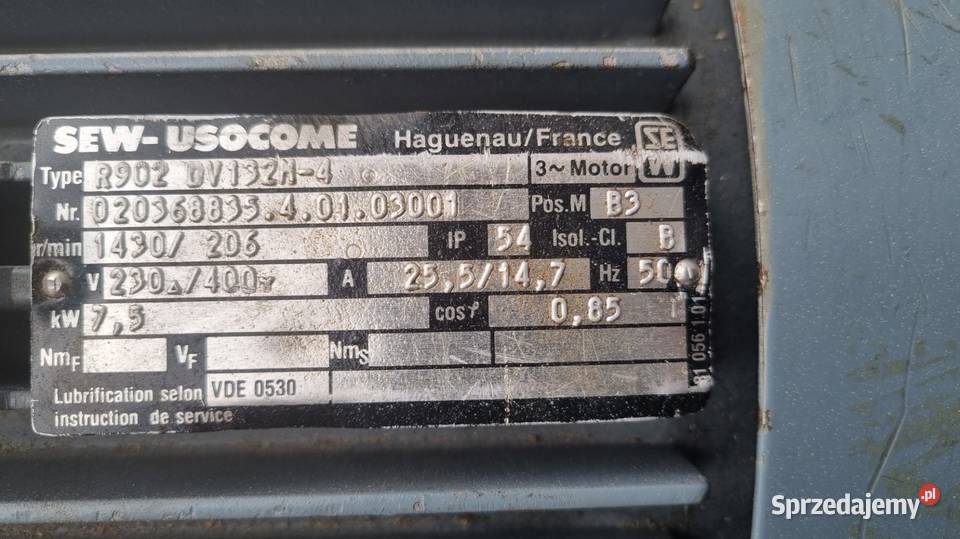 Silnik z przekładnia 206obr 75kW Karsin sprzedam