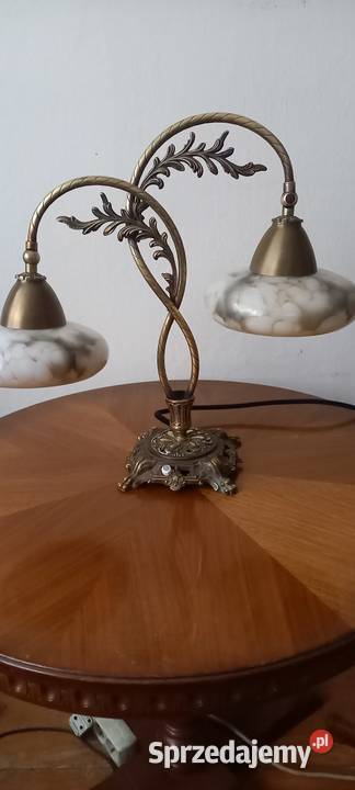 Dwuramienna mosiężna lampa w stylu secesyjnym Skierniewice
