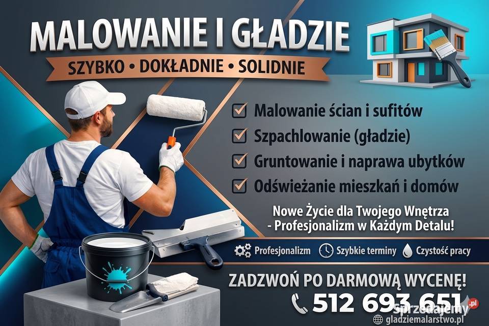 Malowanie mieszkań i domów Gładzie szybko