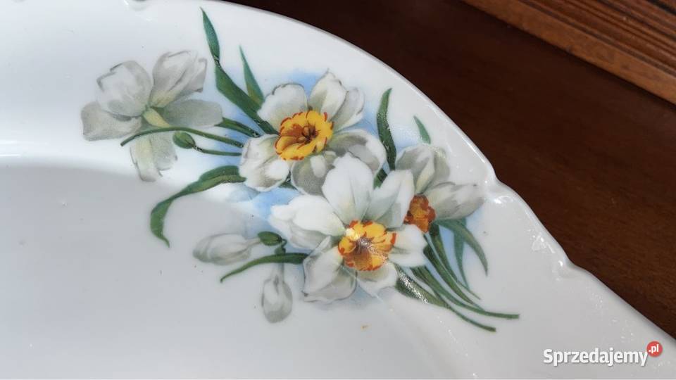 Patera Victoria Czechoslovakia Narcyze 2 bukiet Porcelana i szkło pomorskie