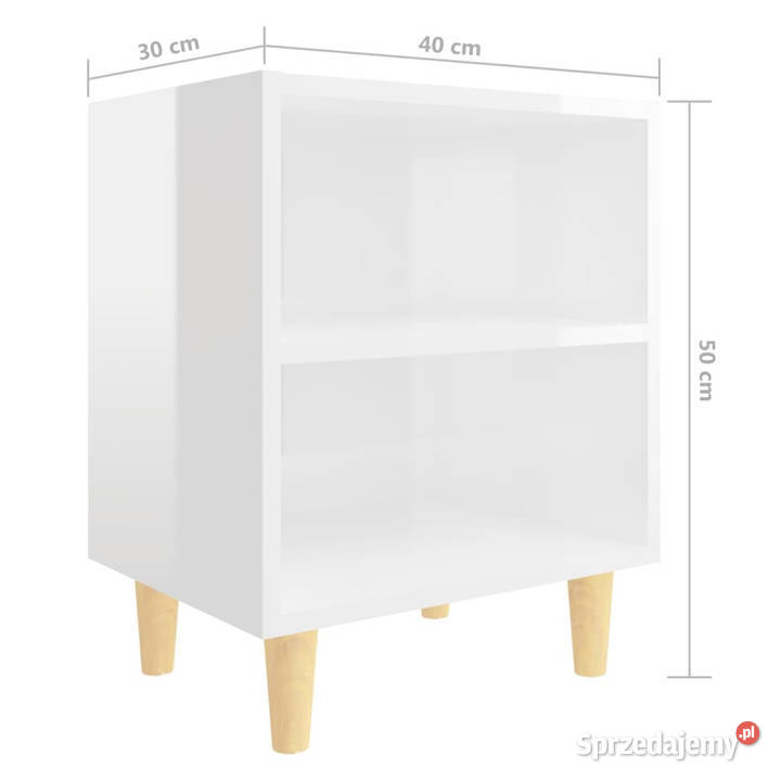2 szafki nocne z drewnianymi nóżkami białe