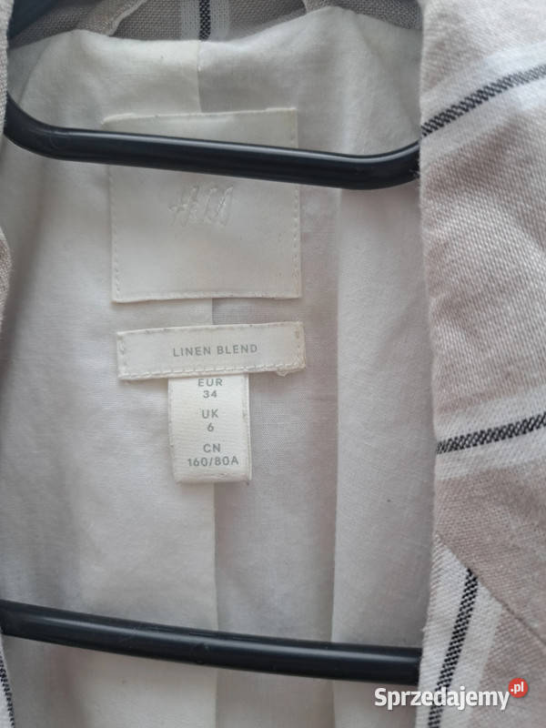 Lniany żakiet w paski HM rozmiar 34