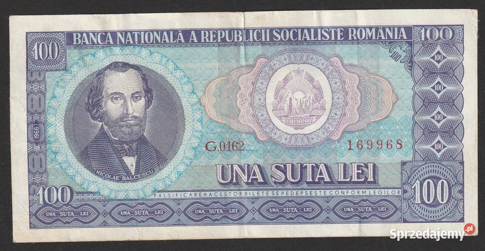 RUMUNIA 100 LEI 1966 BALCESCU G01 łódzkie Łódź