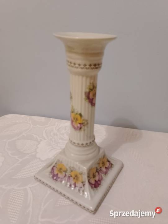 ŚWIECZNIK porcelanowy w kształcie kolumny z PRL Oborniki