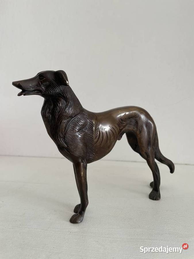 Art Deco stara figurka psa z brązu w stylu art