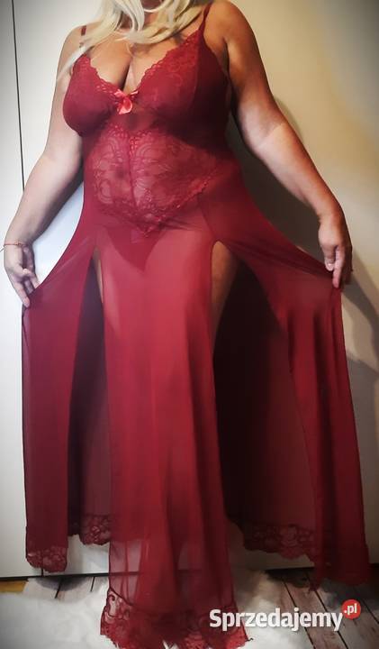 zmysłowa koszulka długa czerwona burgund mazowieckie Warszawa