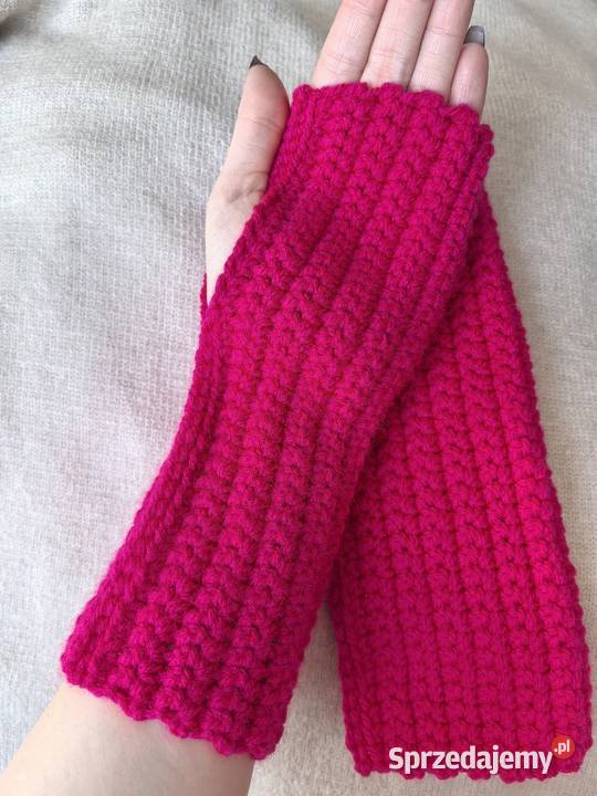 Mitenki rękawiczki bez palców handmade róż Wrocław